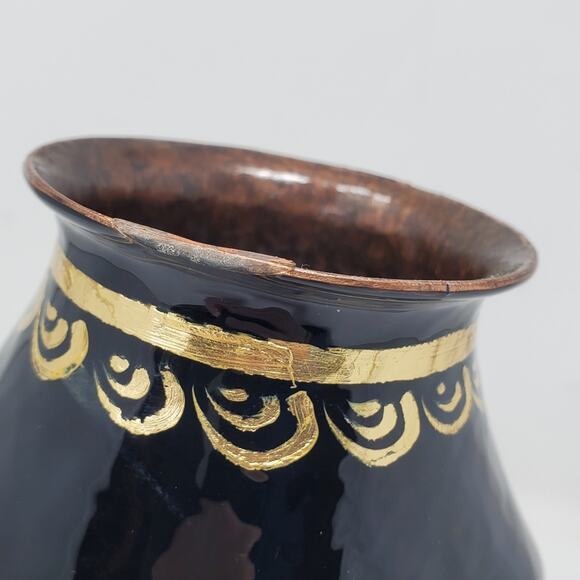 Vintage Black Floral twisted Cloisonne 7" vase In great used condition - Picture 7 of 10